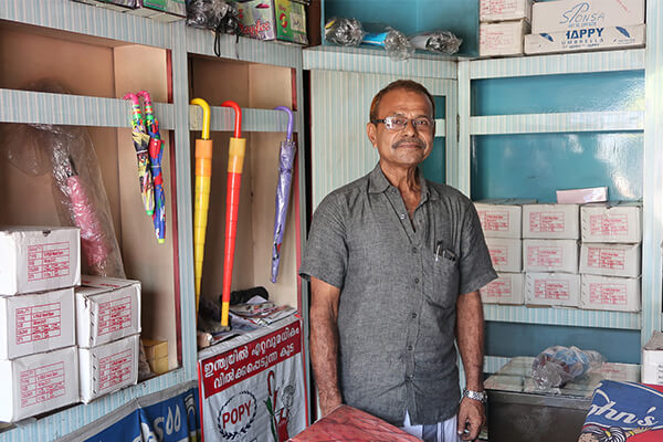 Mr Thavudeen in his shop