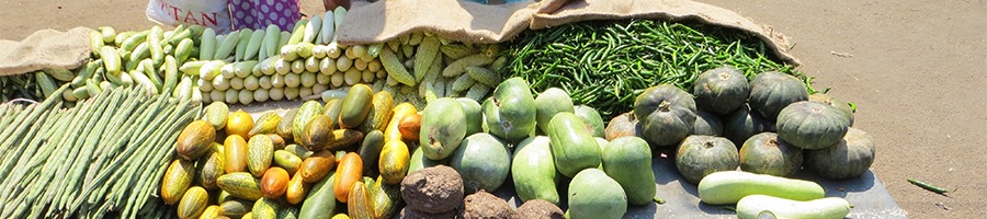 vegetables on an Indian market stall